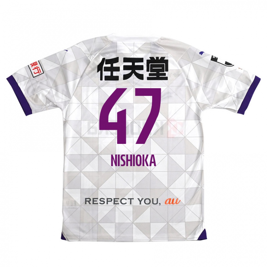 Gyermek Yuma Nishioka #47 Fehér Lila Idegenbeli Jersey 2024/25 Mez Póló Ing