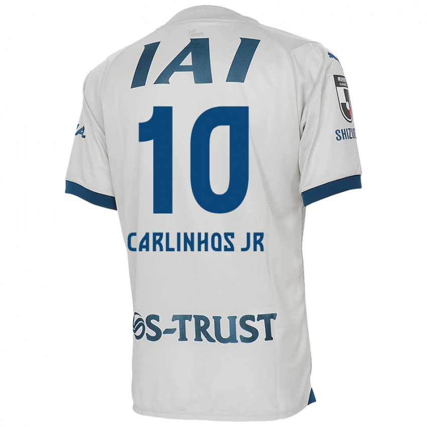 Gyermek Carlinhos Junior #10 Fehér Kék Idegenbeli Jersey 2024/25 Mez Póló Ing