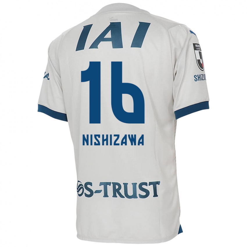 Gyermek Kenta Nishizawa #16 Fehér Kék Idegenbeli Jersey 2024/25 Mez Póló Ing