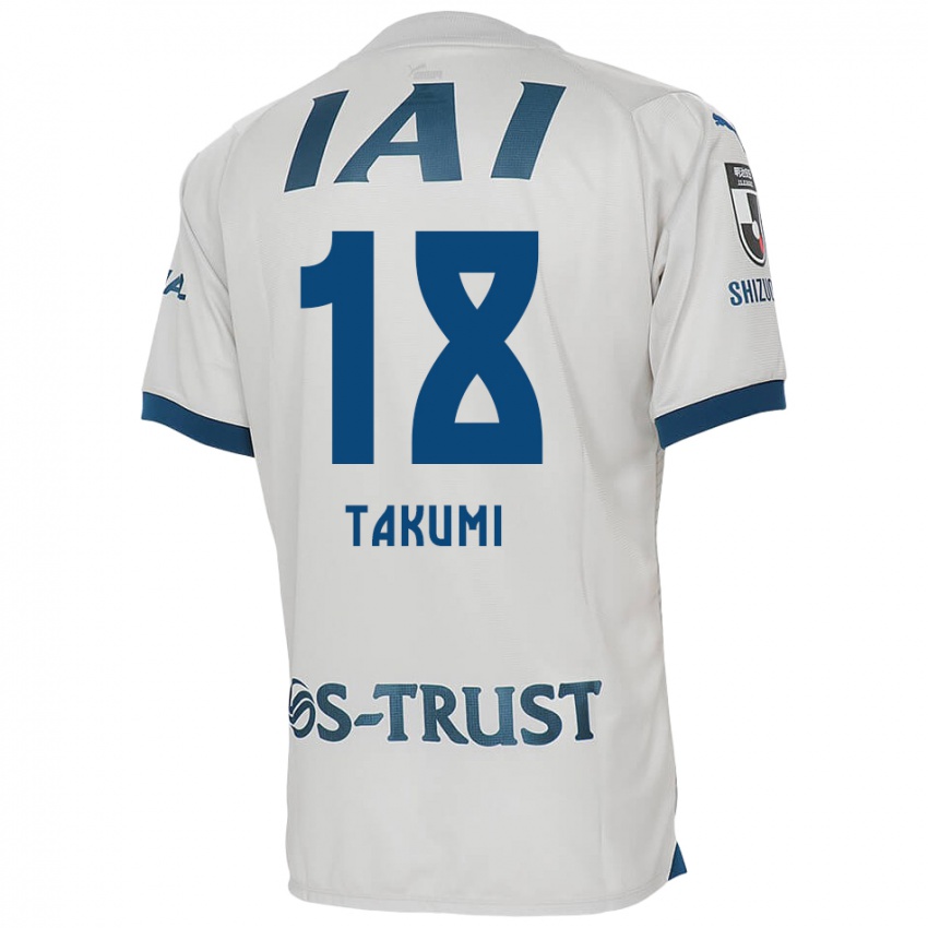 Gyermek Takumi Kato #18 Fehér Kék Idegenbeli Jersey 2024/25 Mez Póló Ing