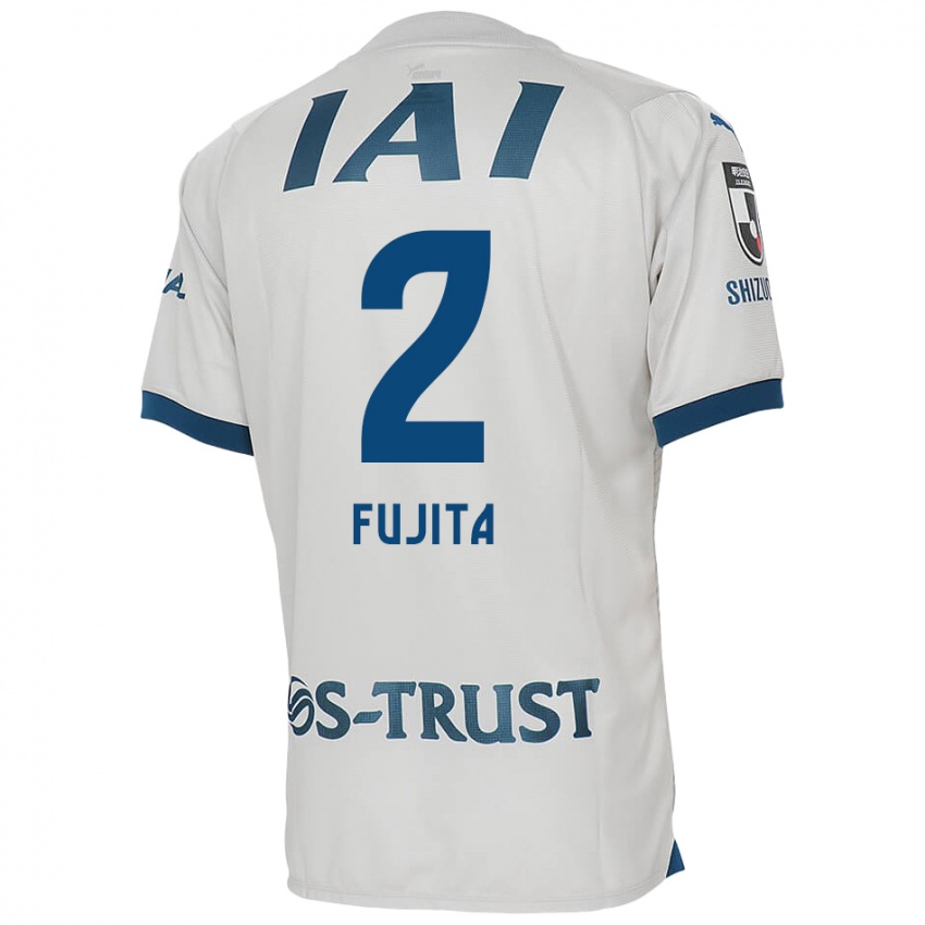 Gyermek Shunsuke Fujita #2 Fehér Kék Idegenbeli Jersey 2024/25 Mez Póló Ing