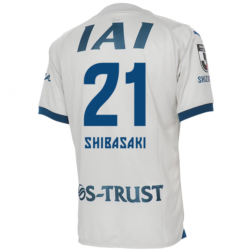 Gyermek Kaito Shibasaki #21 Fehér Kék Idegenbeli Jersey 2024/25 Mez Póló Ing