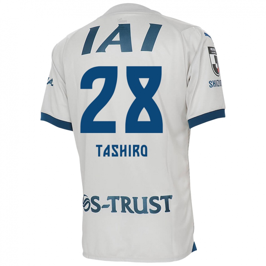 Gyermek Hiroto Tashiro #28 Fehér Kék Idegenbeli Jersey 2024/25 Mez Póló Ing