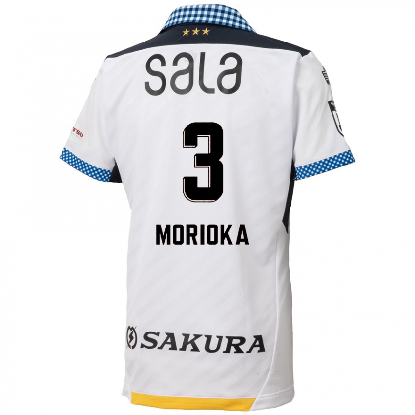 Gyermek Riku Morioka #3 Fehér Fekete Idegenbeli Jersey 2024/25 Mez Póló Ing