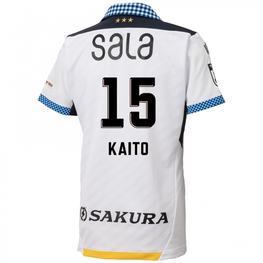 Gyermek Kaito Suzuki #15 Fehér Fekete Idegenbeli Jersey 2024/25 Mez Póló Ing