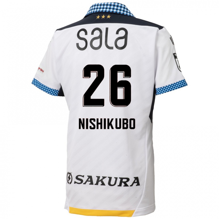 Gyermek Shunsuke Nishikubo #26 Fehér Fekete Idegenbeli Jersey 2024/25 Mez Póló Ing