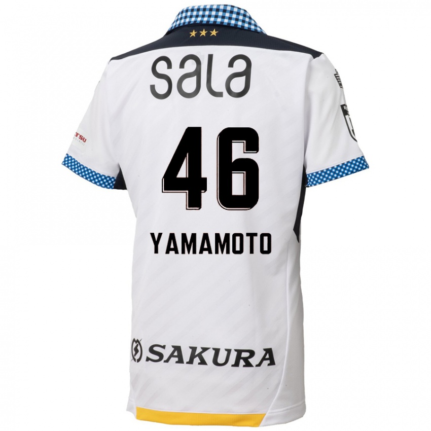 Gyermek Shota Yamamoto #46 Fehér Fekete Idegenbeli Jersey 2024/25 Mez Póló Ing