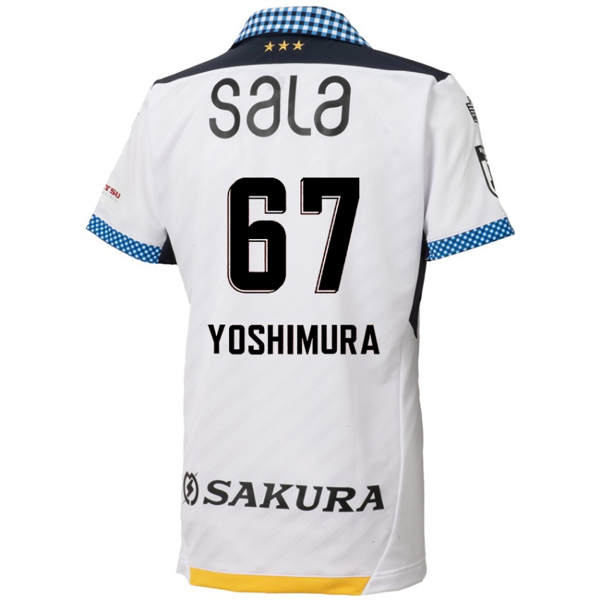 Gyermek Ryusei Yoshimura #67 Fehér Fekete Idegenbeli Jersey 2024/25 Mez Póló Ing