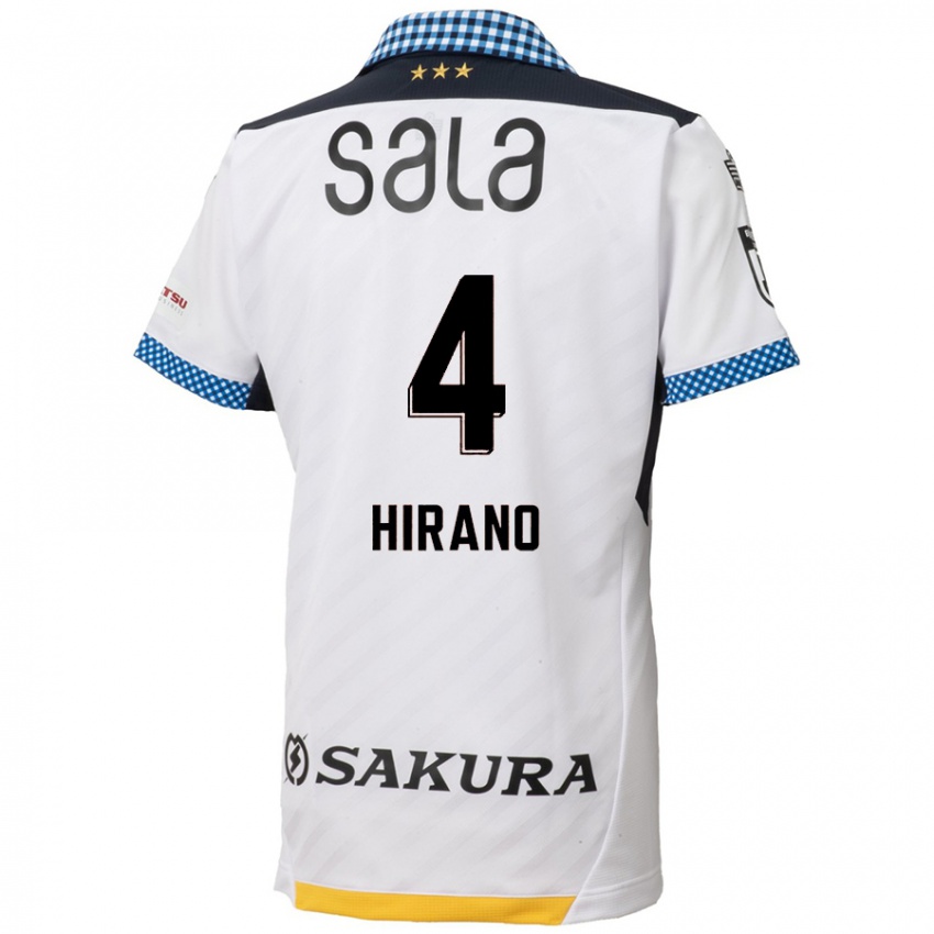 Gyermek Rion Hirano #4 Fehér Fekete Idegenbeli Jersey 2024/25 Mez Póló Ing