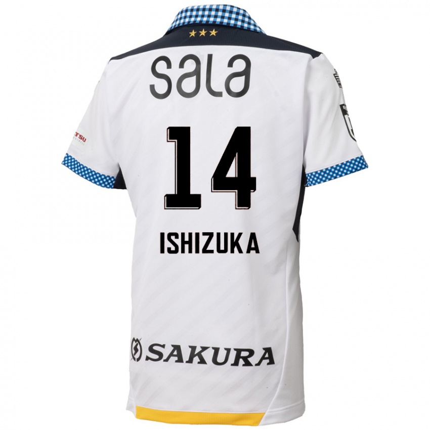 Gyermek Rea Ishizuka #14 Fehér Fekete Idegenbeli Jersey 2024/25 Mez Póló Ing