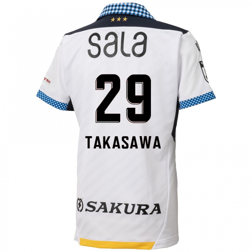 Gyermek Kaito Takasawa #29 Fehér Fekete Idegenbeli Jersey 2024/25 Mez Póló Ing