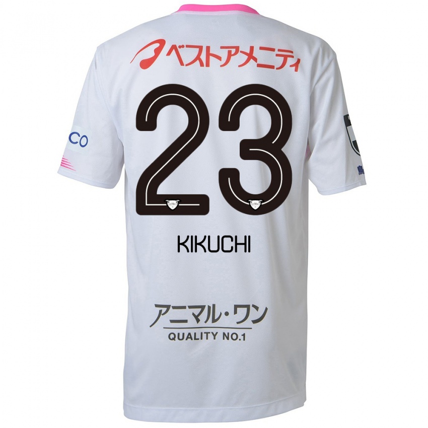 Gyermek Taichi Kikuchi #23 Fehér Kék Rózsaszín Idegenbeli Jersey 2024/25 Mez Póló Ing