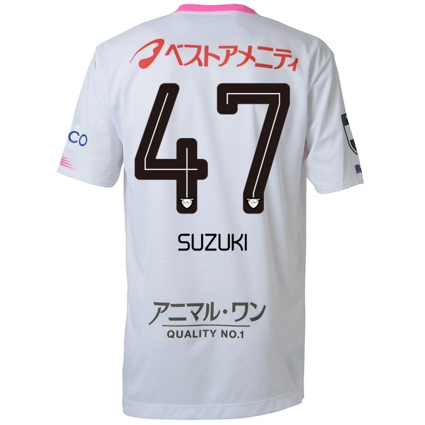 Gyermek Daichi Suzuki #47 Fehér Kék Rózsaszín Idegenbeli Jersey 2024/25 Mez Póló Ing