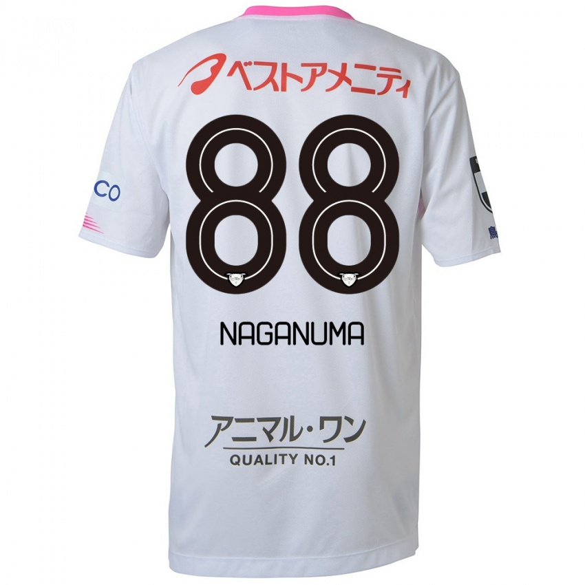 Gyermek Yoichi Naganuma #88 Fehér Kék Rózsaszín Idegenbeli Jersey 2024/25 Mez Póló Ing