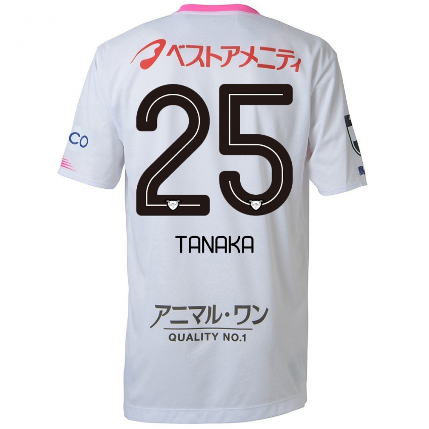 Gyermek Yuto Tanaka #25 Fehér Kék Rózsaszín Idegenbeli Jersey 2024/25 Mez Póló Ing