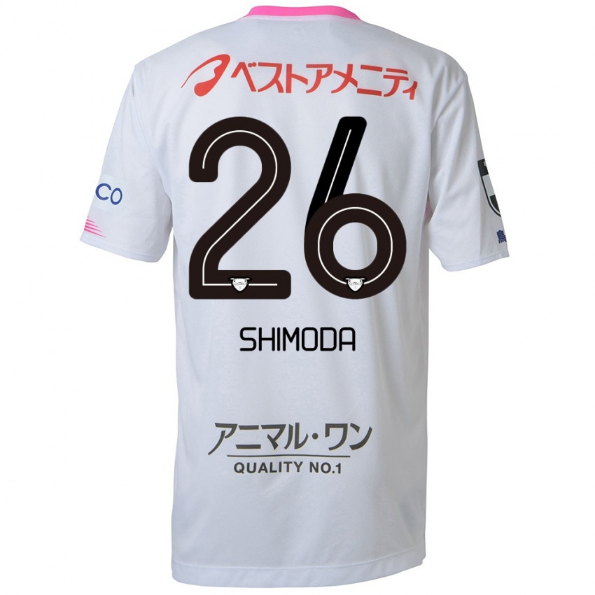 Gyermek Yuta Shimoda #26 Fehér Kék Rózsaszín Idegenbeli Jersey 2024/25 Mez Póló Ing