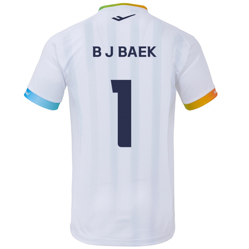 Gyermek Jong-Beom Baek #1 Fehér Kék Idegenbeli Jersey 2024/25 Mez Póló Ing