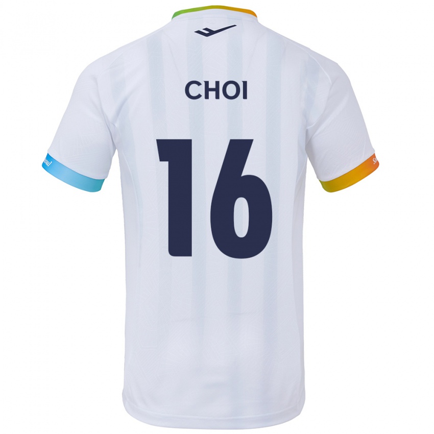 Gyermek Jun Choi #16 Fehér Kék Idegenbeli Jersey 2024/25 Mez Póló Ing