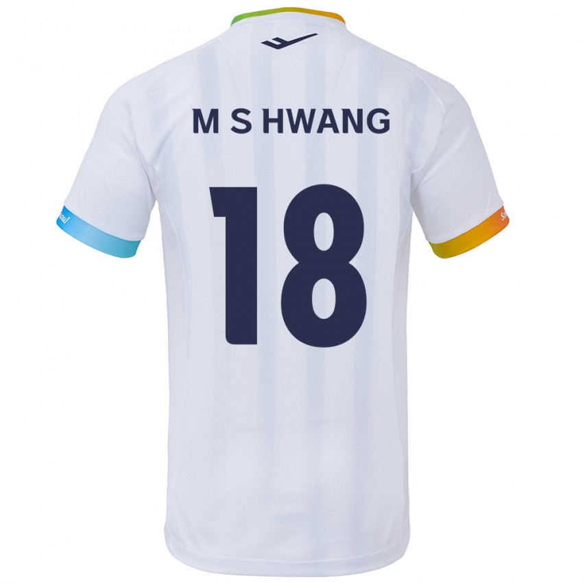 Gyermek Seong-Min Hwang #18 Fehér Kék Idegenbeli Jersey 2024/25 Mez Póló Ing