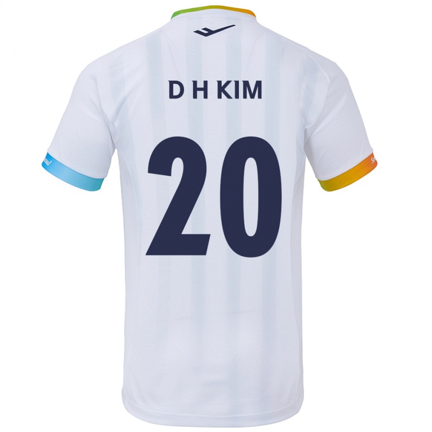 Gyermek Hyeon-Deok Kim #20 Fehér Kék Idegenbeli Jersey 2024/25 Mez Póló Ing