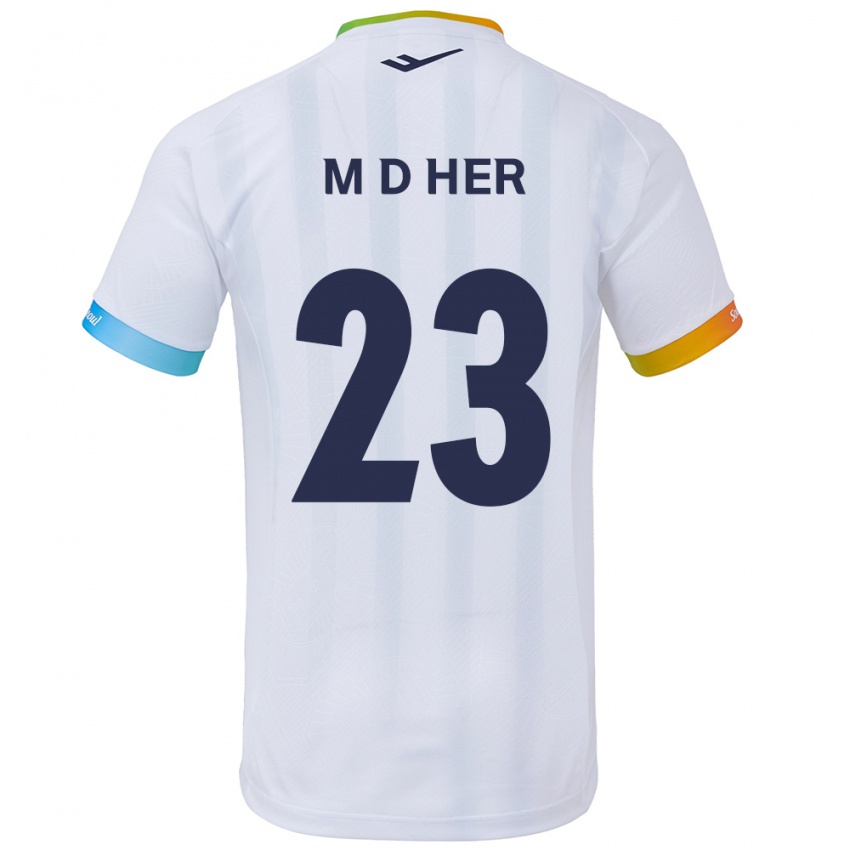 Gyermek Dong-Min Her #23 Fehér Kék Idegenbeli Jersey 2024/25 Mez Póló Ing