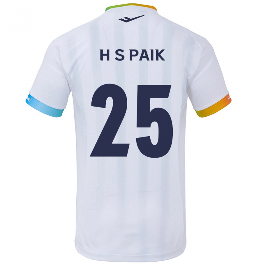 Gyermek Sang-Hoon Paik #25 Fehér Kék Idegenbeli Jersey 2024/25 Mez Póló Ing