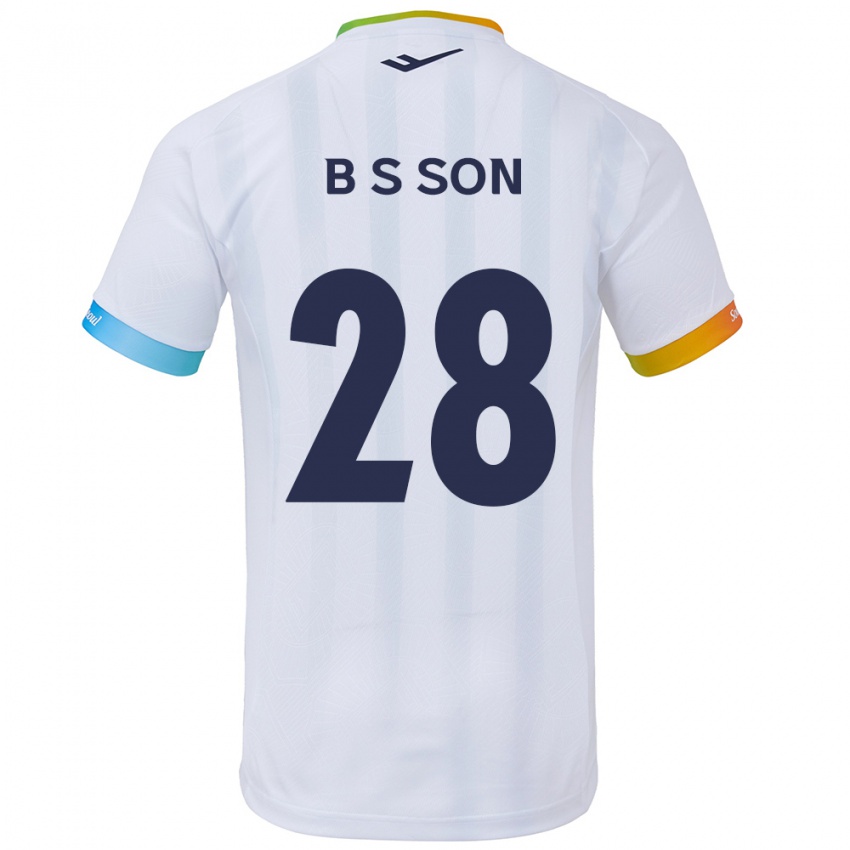 Gyermek Seung-Beom Son #28 Fehér Kék Idegenbeli Jersey 2024/25 Mez Póló Ing