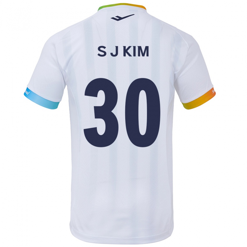 Gyermek Ju-Sung Kim #30 Fehér Kék Idegenbeli Jersey 2024/25 Mez Póló Ing