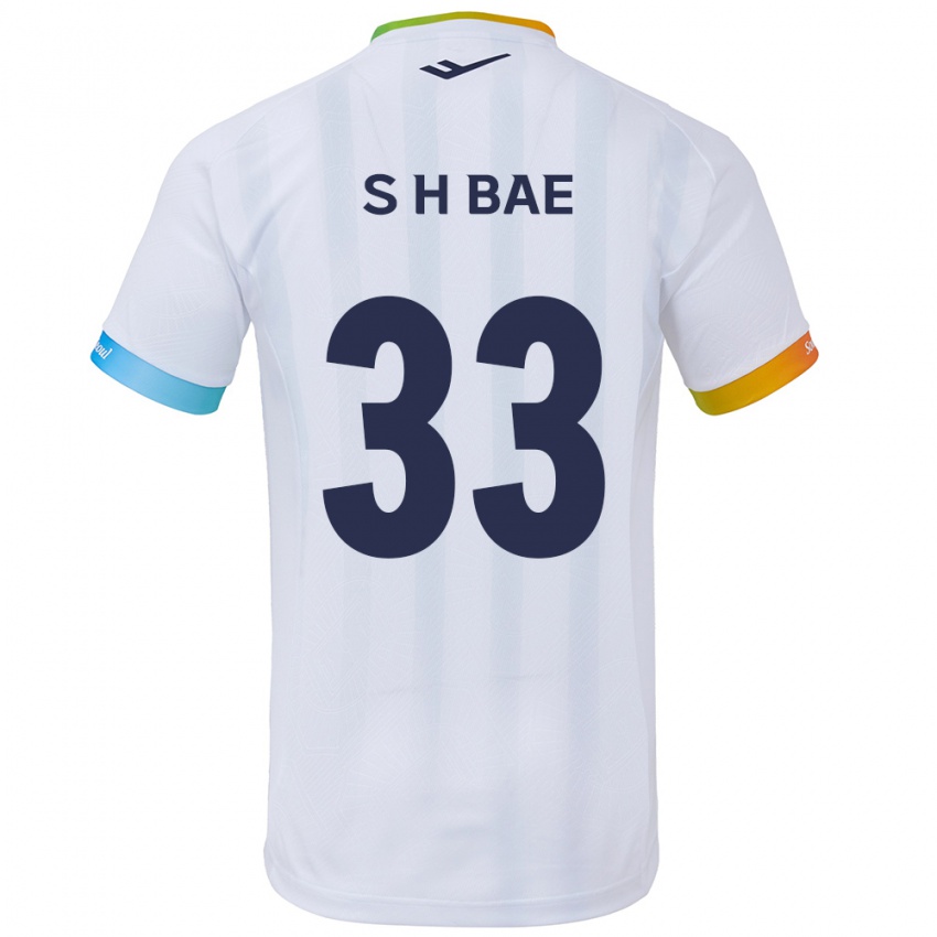 Gyermek Hyun-Seo Bae #33 Fehér Kék Idegenbeli Jersey 2024/25 Mez Póló Ing