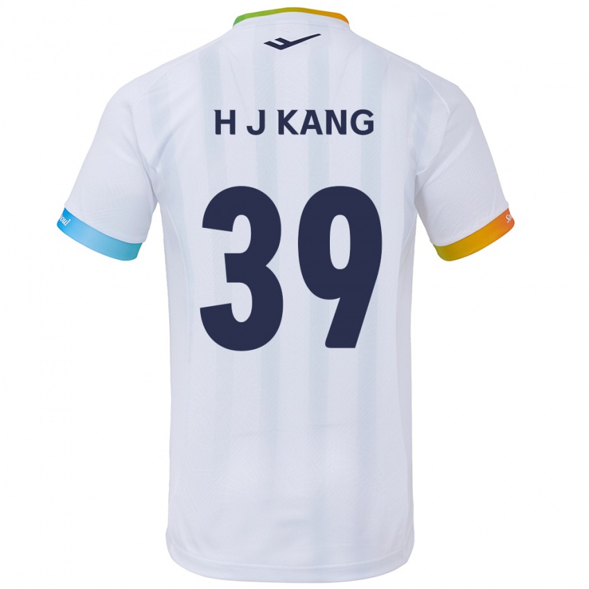 Gyermek Ju-Hyeok Kang #39 Fehér Kék Idegenbeli Jersey 2024/25 Mez Póló Ing