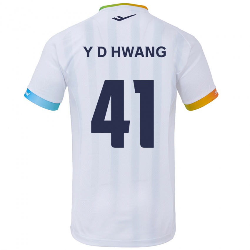 Gyermek Do-Yoon Hwang #41 Fehér Kék Idegenbeli Jersey 2024/25 Mez Póló Ing