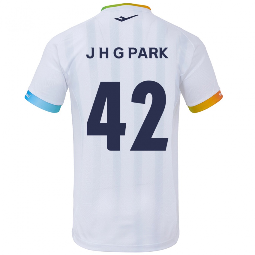 Gyermek Jang Han-Gyeol Park #42 Fehér Kék Idegenbeli Jersey 2024/25 Mez Póló Ing