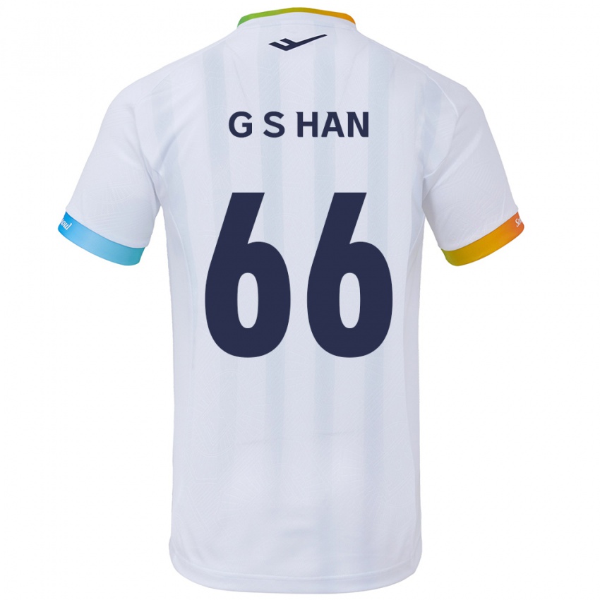 Gyermek Seung-Gyu Han #66 Fehér Kék Idegenbeli Jersey 2024/25 Mez Póló Ing