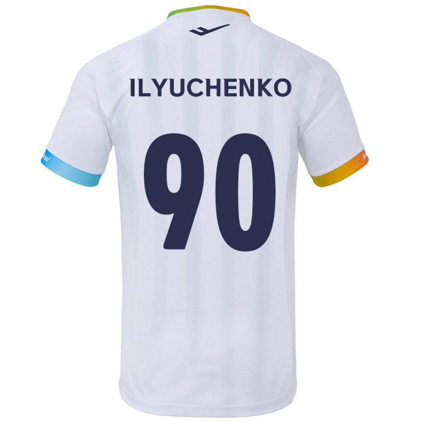 Gyermek Stanislav Ilyuchenko #90 Fehér Kék Idegenbeli Jersey 2024/25 Mez Póló Ing