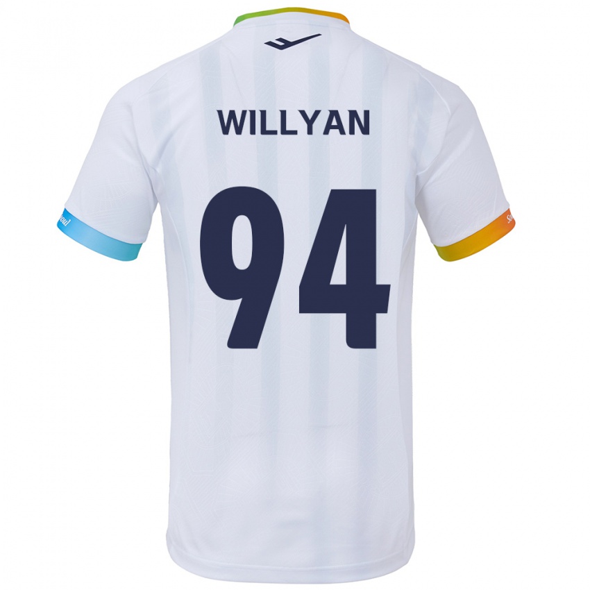 Gyermek Willyan #94 Fehér Kék Idegenbeli Jersey 2024/25 Mez Póló Ing