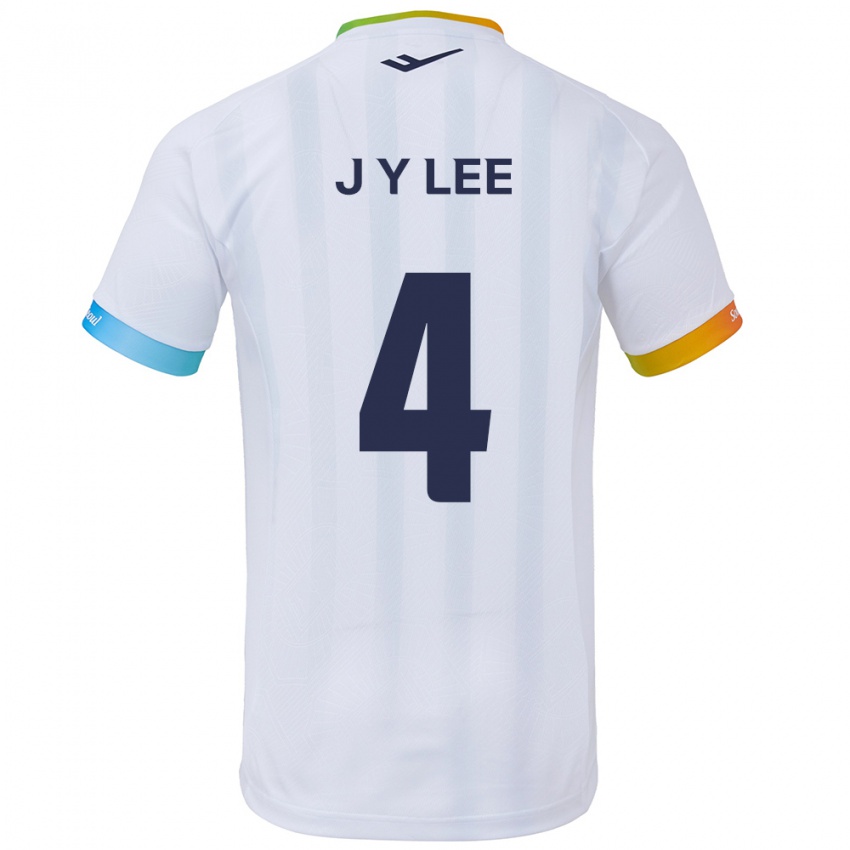 Gyermek Young-Jun Lee #4 Fehér Kék Idegenbeli Jersey 2024/25 Mez Póló Ing