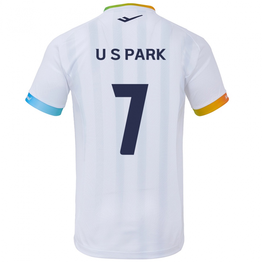 Gyermek Sun-Uk Park #7 Fehér Kék Idegenbeli Jersey 2024/25 Mez Póló Ing