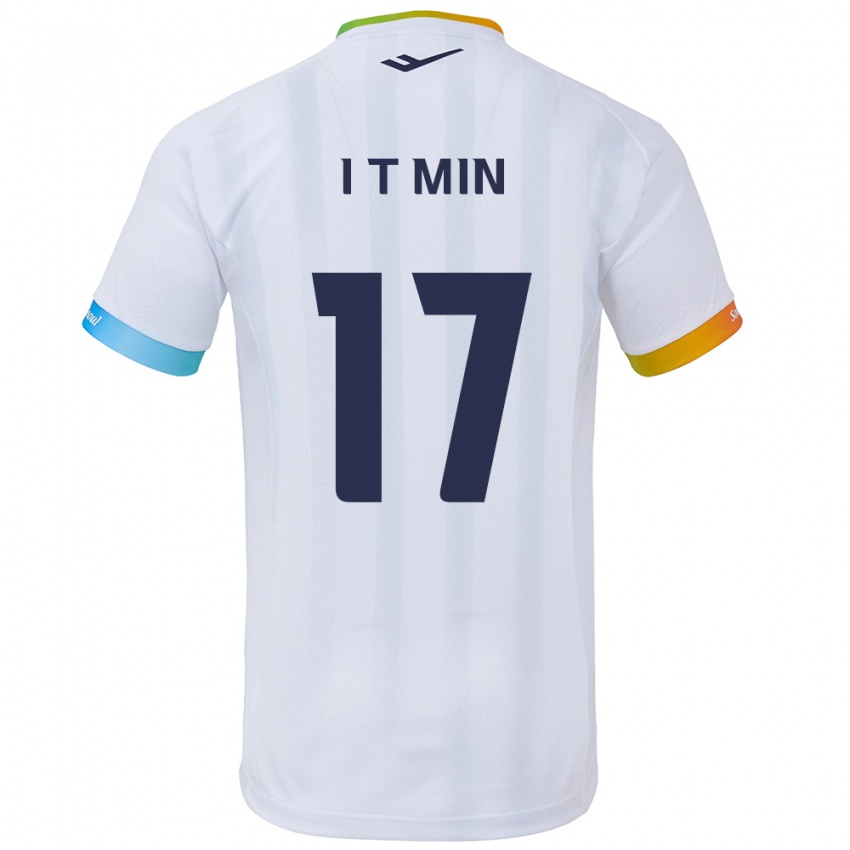 Gyermek Tae-In Min #17 Fehér Kék Idegenbeli Jersey 2024/25 Mez Póló Ing