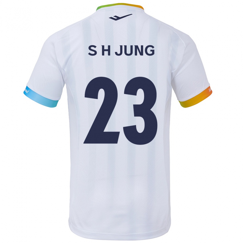 Gyermek Hyeon-Soo Jung #23 Fehér Kék Idegenbeli Jersey 2024/25 Mez Póló Ing