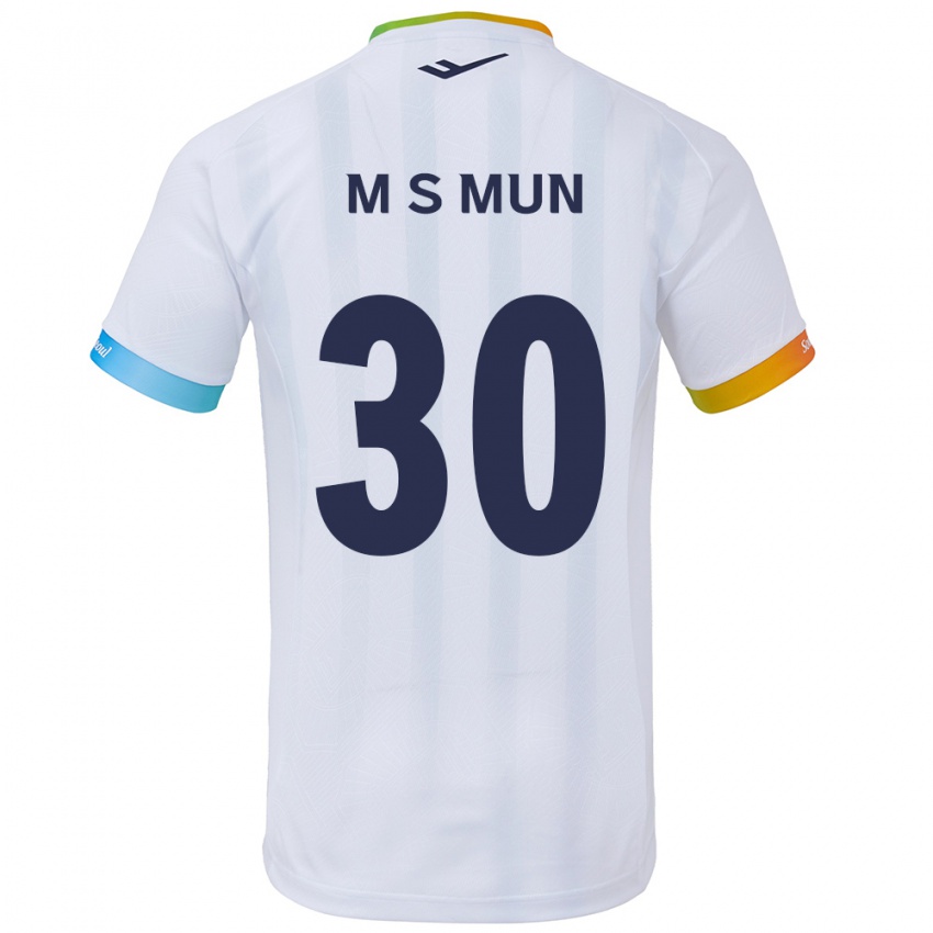 Gyermek Seong-Min Mun #30 Fehér Kék Idegenbeli Jersey 2024/25 Mez Póló Ing