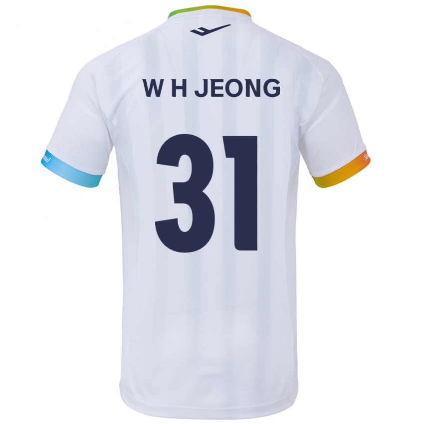 Gyermek Hyun-Woong Jeong #31 Fehér Kék Idegenbeli Jersey 2024/25 Mez Póló Ing