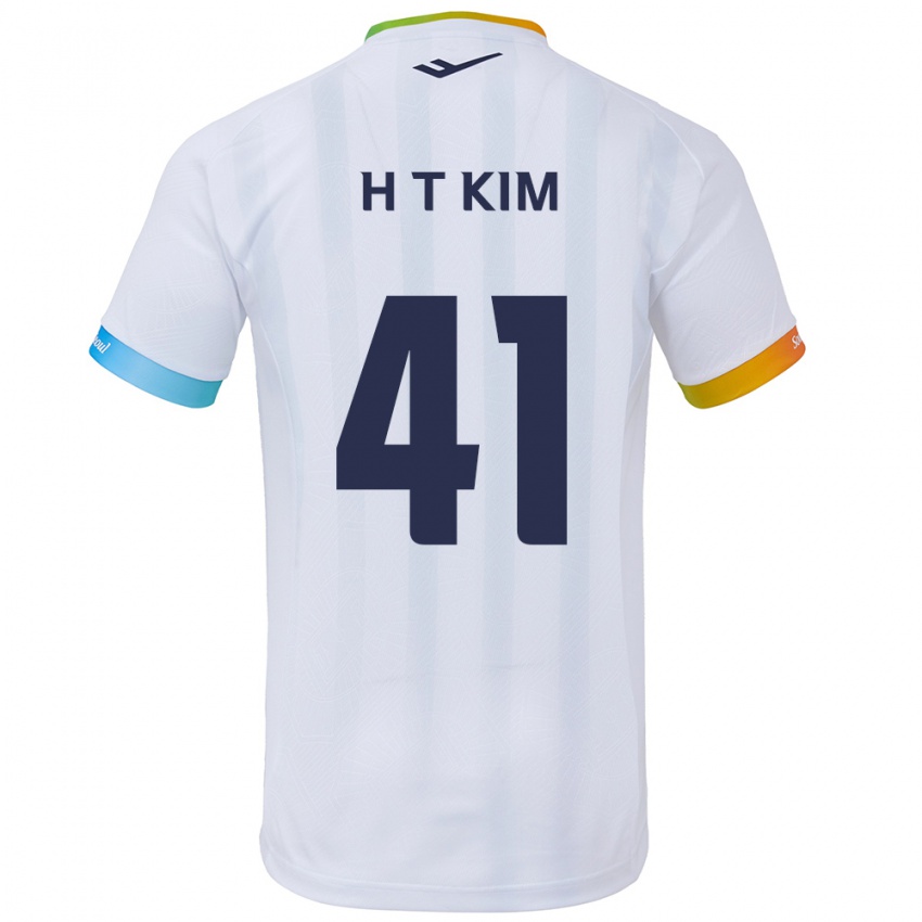 Gyermek Tae-Ho Kim #41 Fehér Kék Idegenbeli Jersey 2024/25 Mez Póló Ing