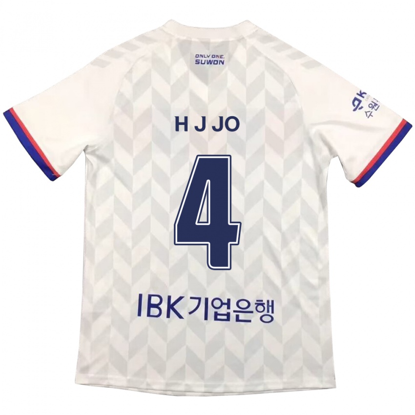 Gyermek Jun-Hyun Jo #4 Fehér Kék Idegenbeli Jersey 2024/25 Mez Póló Ing