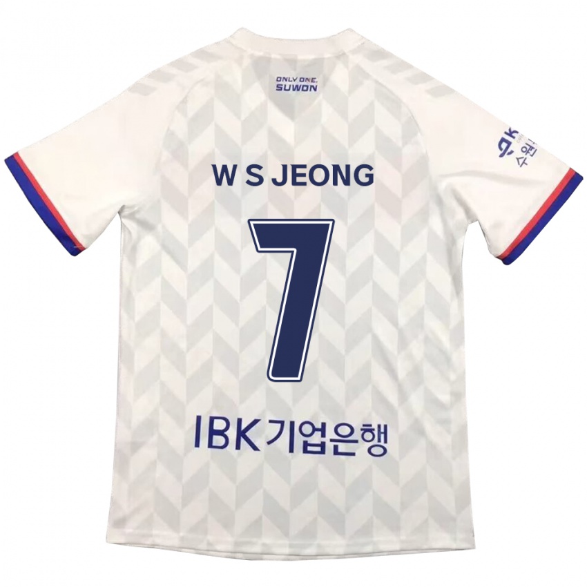 Gyermek Seung-Won Jeong #7 Fehér Kék Idegenbeli Jersey 2024/25 Mez Póló Ing