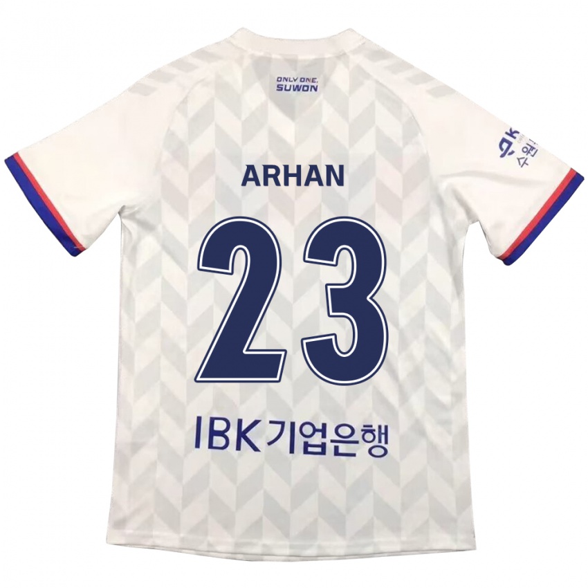 Gyermek Pratama Arhan #23 Fehér Kék Idegenbeli Jersey 2024/25 Mez Póló Ing