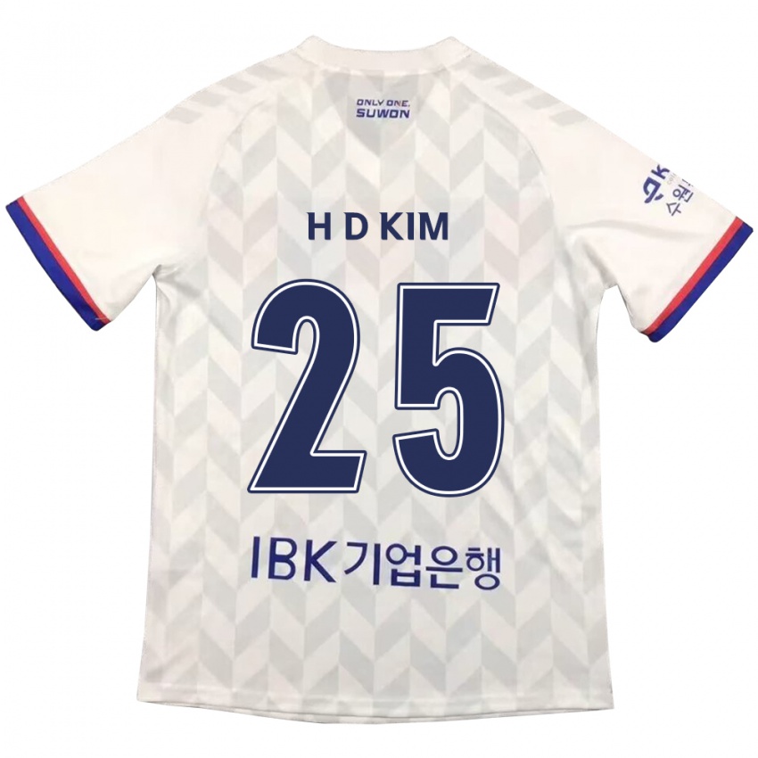 Gyermek Dae-Hyun Kim #25 Fehér Kék Idegenbeli Jersey 2024/25 Mez Póló Ing