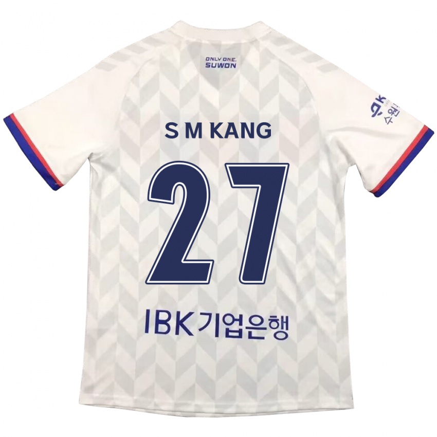 Gyermek Min-Sung Kang #27 Fehér Kék Idegenbeli Jersey 2024/25 Mez Póló Ing