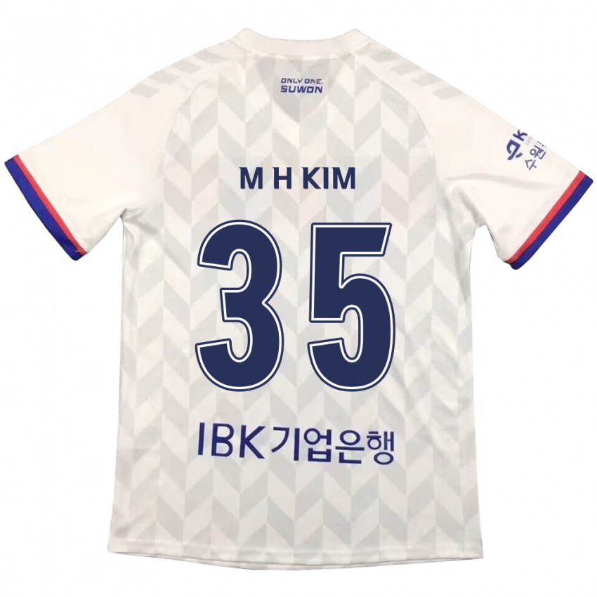 Gyermek Hyeon-Min Kim #35 Fehér Kék Idegenbeli Jersey 2024/25 Mez Póló Ing