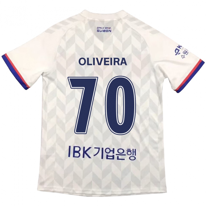 Gyermek Anderson Oliveira #70 Fehér Kék Idegenbeli Jersey 2024/25 Mez Póló Ing