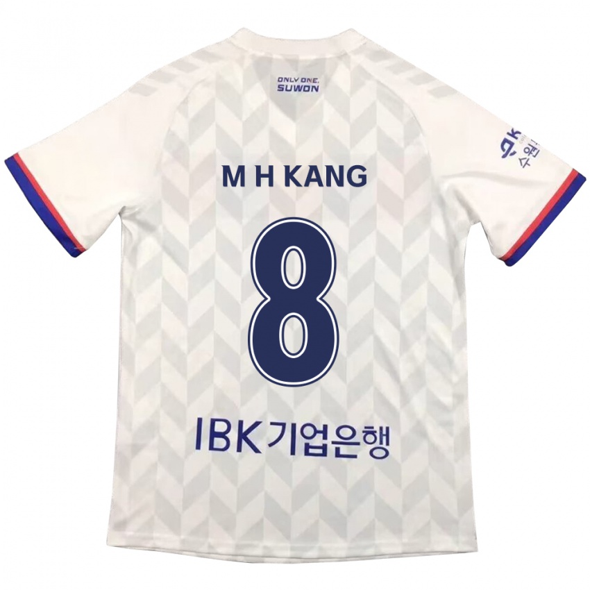 Gyermek Ho-Min Kang #8 Fehér Kék Idegenbeli Jersey 2024/25 Mez Póló Ing